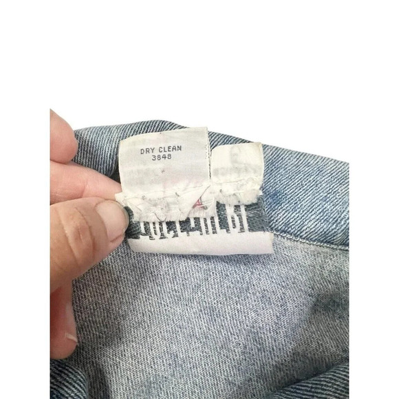 Vtg Denim Jacket Womens Medium Cropped Lace Boho Western 80s Rodeo Jean Boxy - Picture 12 of 15